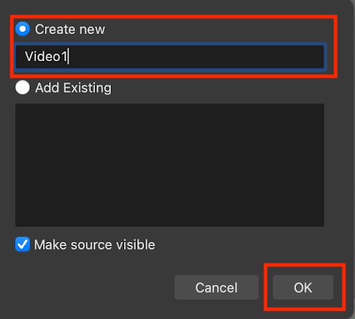 Create New Video Source